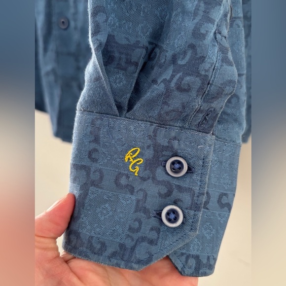 Robert Graham Men's Medium Button Up Embroidered Geometric Design Flip Cuff - Picture 6 of 10